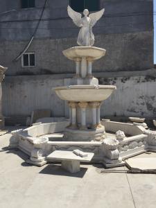 China Angel With Wings Statue Carved Stone Marble Fountain Column wholesale
