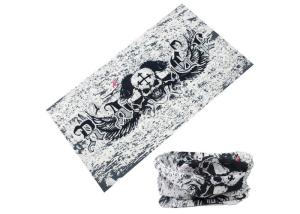 China Skull Logo Fishing Neck Scarf Microfiber Polyester White Black Color wholesale