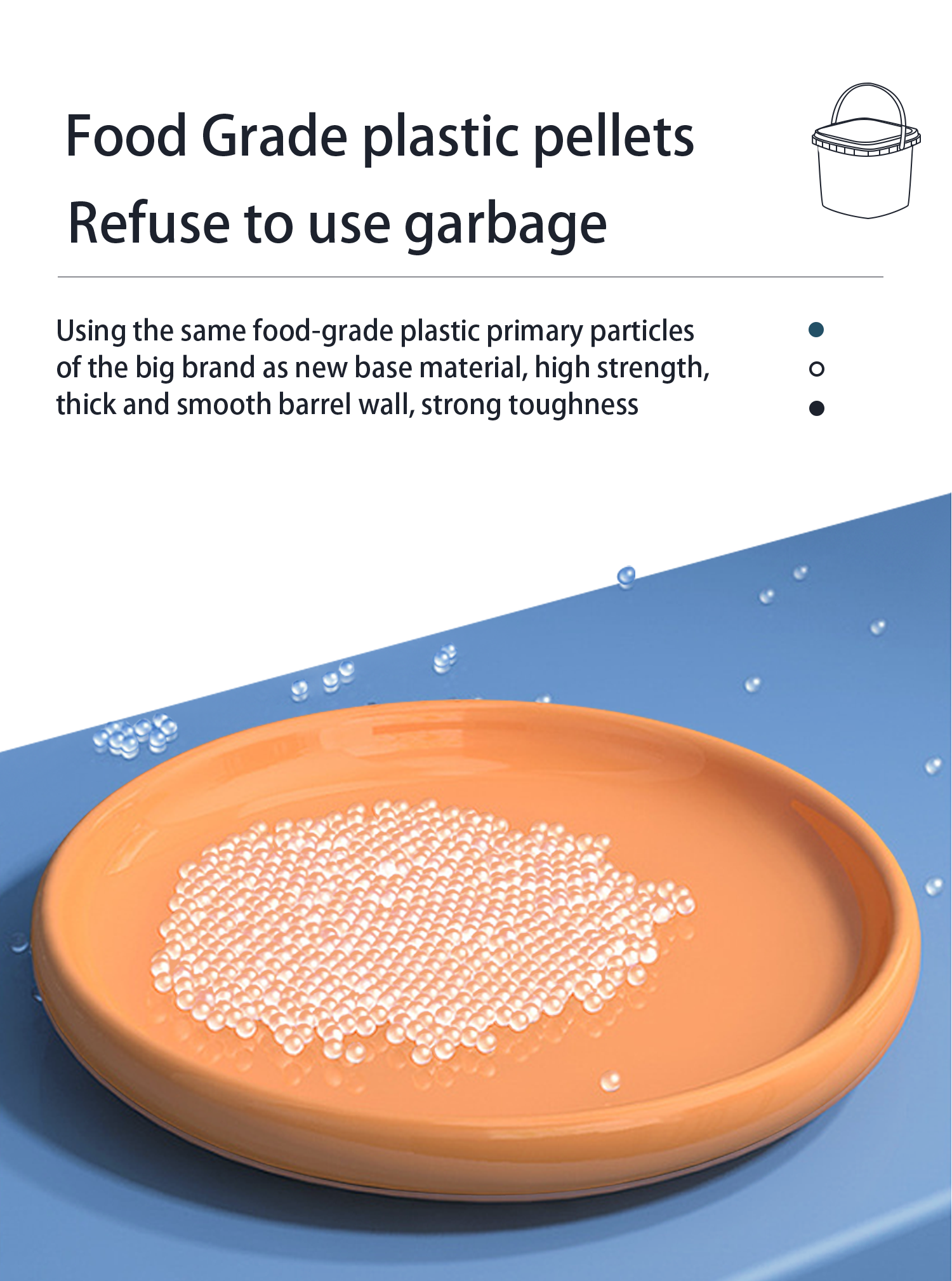 High Pressure Resistance Clear Plastic Bucket for Food Packing Capacity 1L-10L Handle