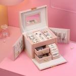 Flannelette Leather Jewelry Storage Box Greaseproof Earring Jewelry Box
