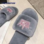 Custom Warm PVC Outsole Furry Ladies Slippers