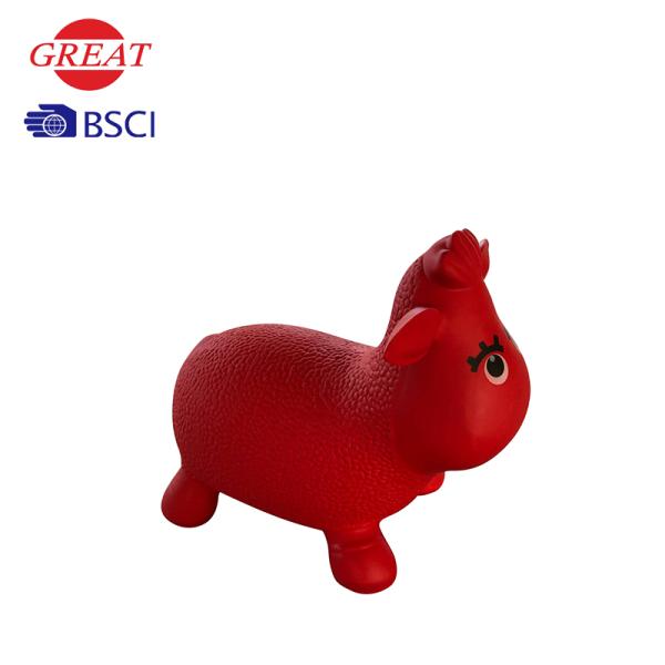 Red Inflatable Bouncy Cow , Ecofriendly PVC Cow Hopper Toy For 3 Ages Kids