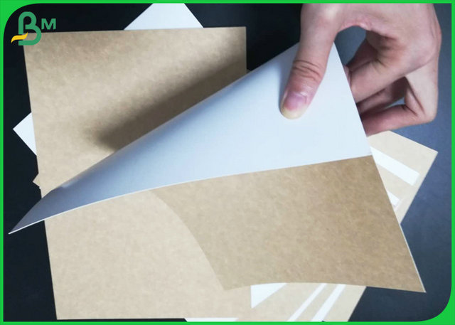 Front Side White Coated Brown Kraft Paper Customized 250gsm For Take - Out Tray