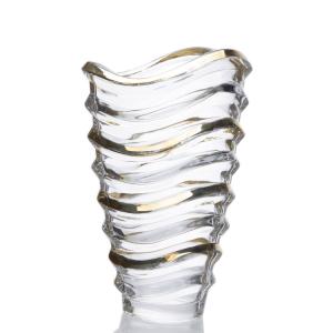 China Factory Custom Well-design High Quality Rim Gold Decorative Clear Glass Wedding Vase wholesale