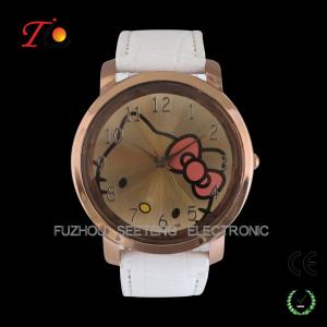 China Colorful PU leather strap watches for young girls and cute hello kitty dial watch for sell wholesale