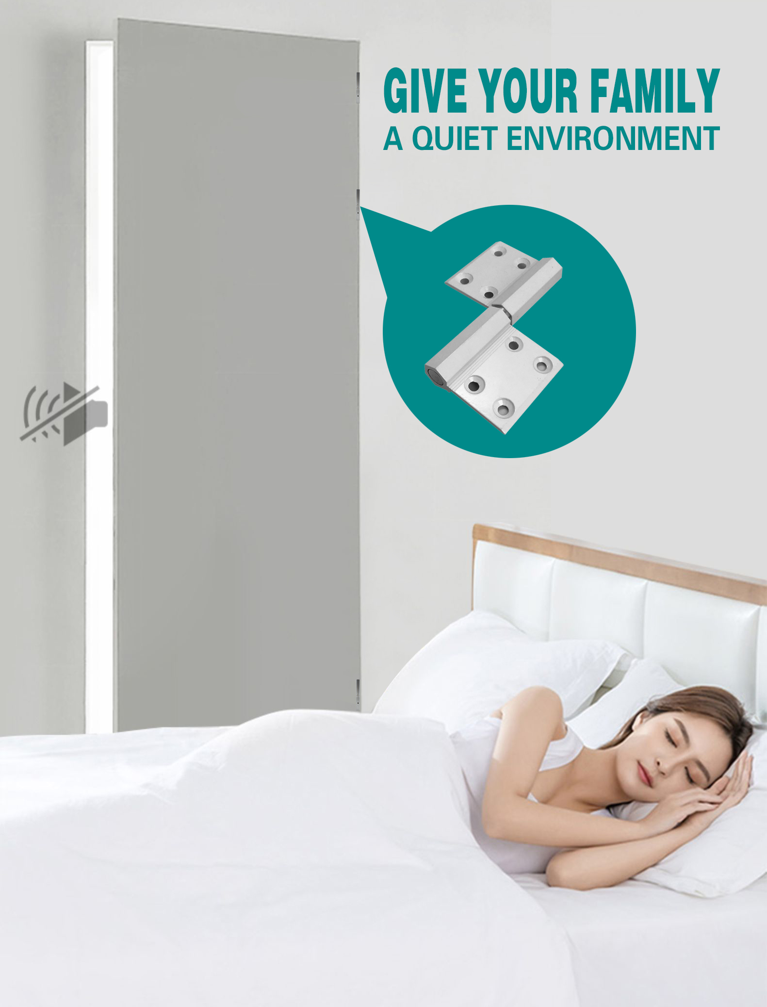 Steel Mandrel Heavy Duty Aluminum Hinge 6063-T5 White Color for Room Door