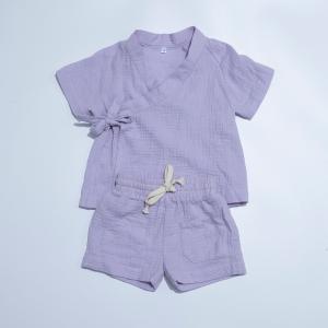 China 100% Cotton Newborn Baby Muslin/Gauze Cotton Knotted Gown Short Set wholesale