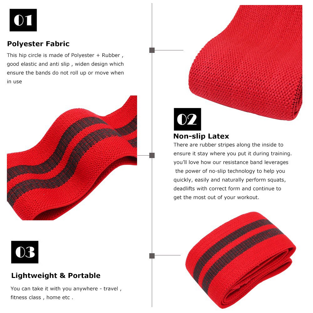 66cm Fabric Resistance Bands Loop Set for Weight Lifting Exercise