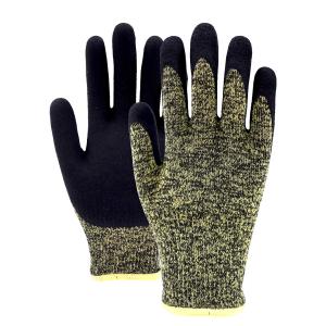 China 13 Gauge A4 Black Chloroprene Gloves Cut Resistant Neoprene Coated Gloves wholesale