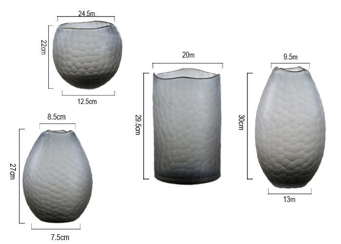 Gray Decorative Glass Vases Clear European Style Diversified Size