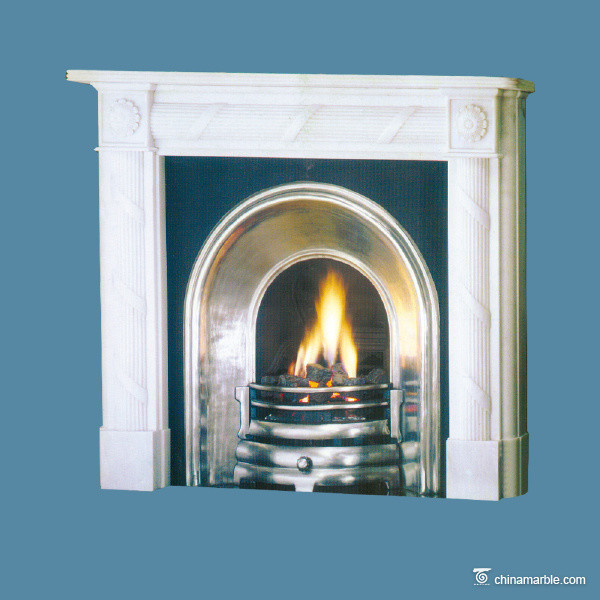 China marble White / Gray Marble Fireplace Surround , Durable Marble Tile