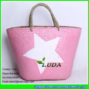 China LUDA frech straw bag pink color painted star seagrass straw bag wholesale