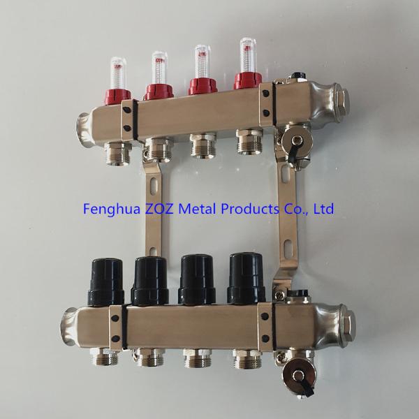 Stainless Steel Central Floor Heating Pipe Manifold , Pex Radiant Floor Heating