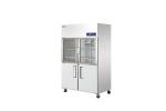 Glass Door Stainless Steel Freezers Double Temperature 220V