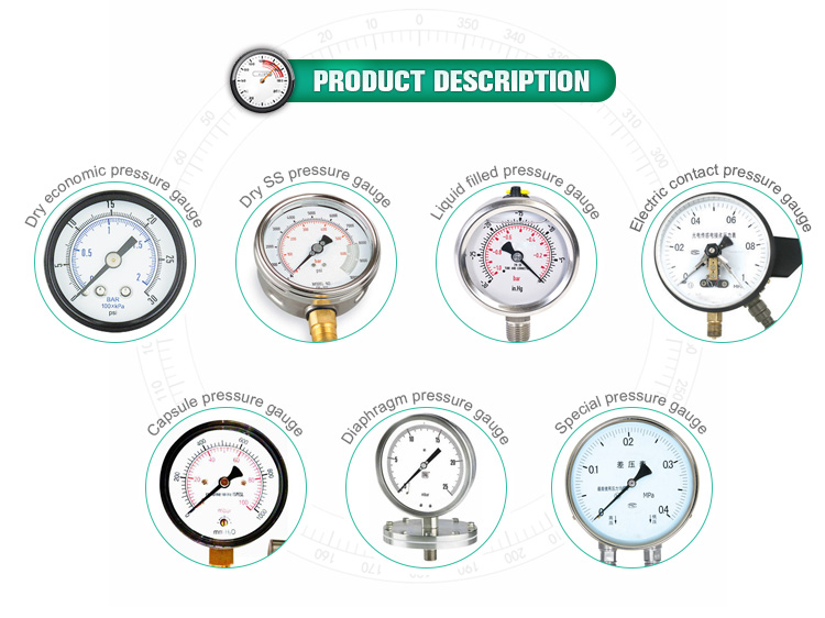 Glycerine Filled Pressure Gauge Manometer OEM ODM OBM Customized