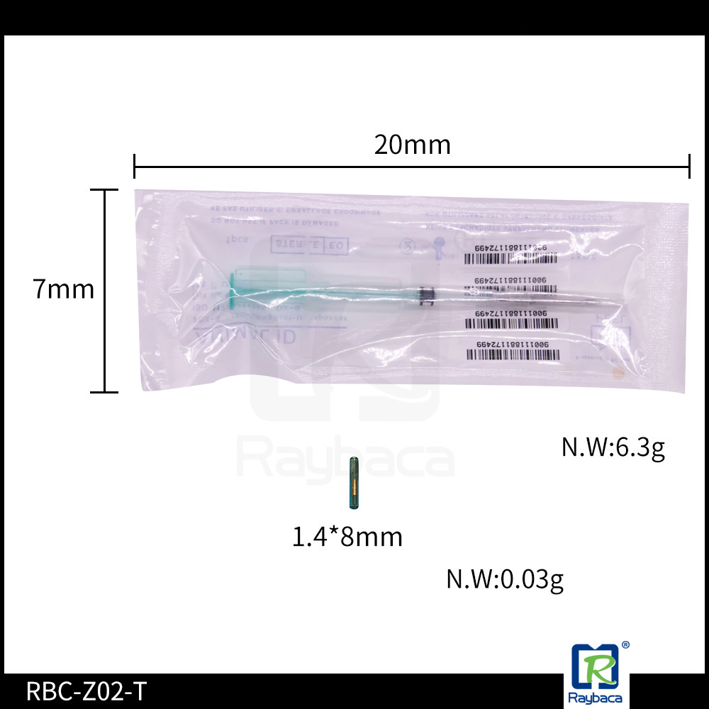 Microchip Kit in 1.4 X 8mm for Animal Identification , EM4305 Microchip
