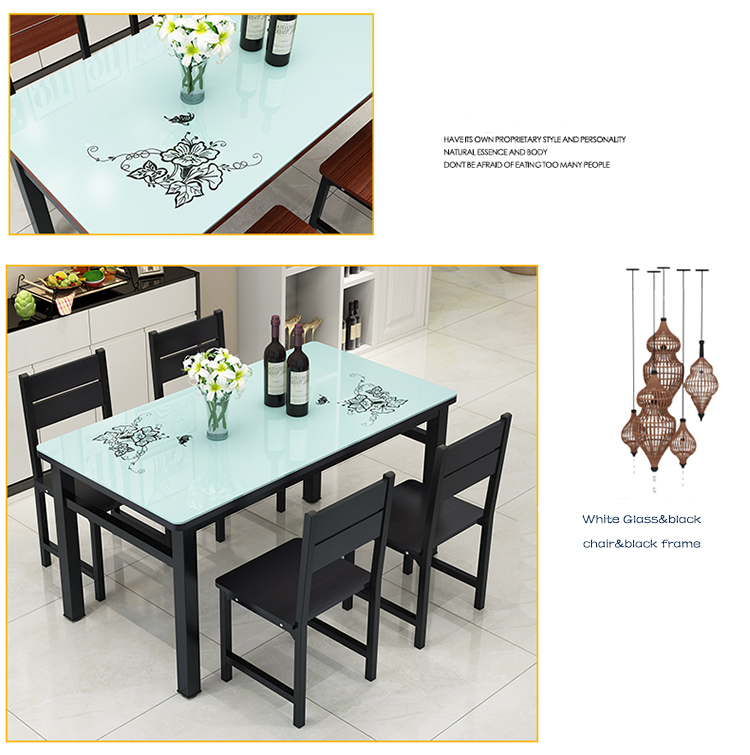 Glass Dining Room Table And Chairs Modern Home Furniture With High Durability