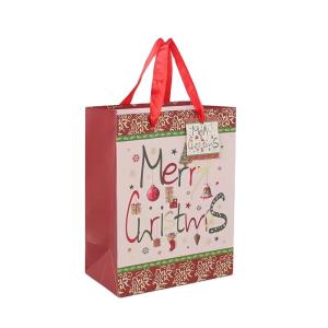China Food Grade Paper Kraft Christmas Gift Bags 230gsm 250gsm Ribbon Handle wholesale