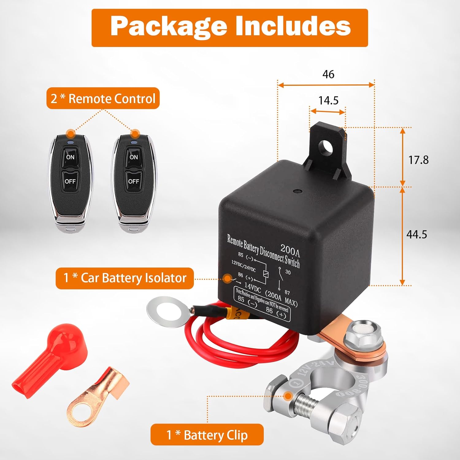 200A Remote Battery Disconnect Switch For Car 12V Battery Kill Switch Anti-Theft Prevent Battery Drain Isolator Truck / RV
