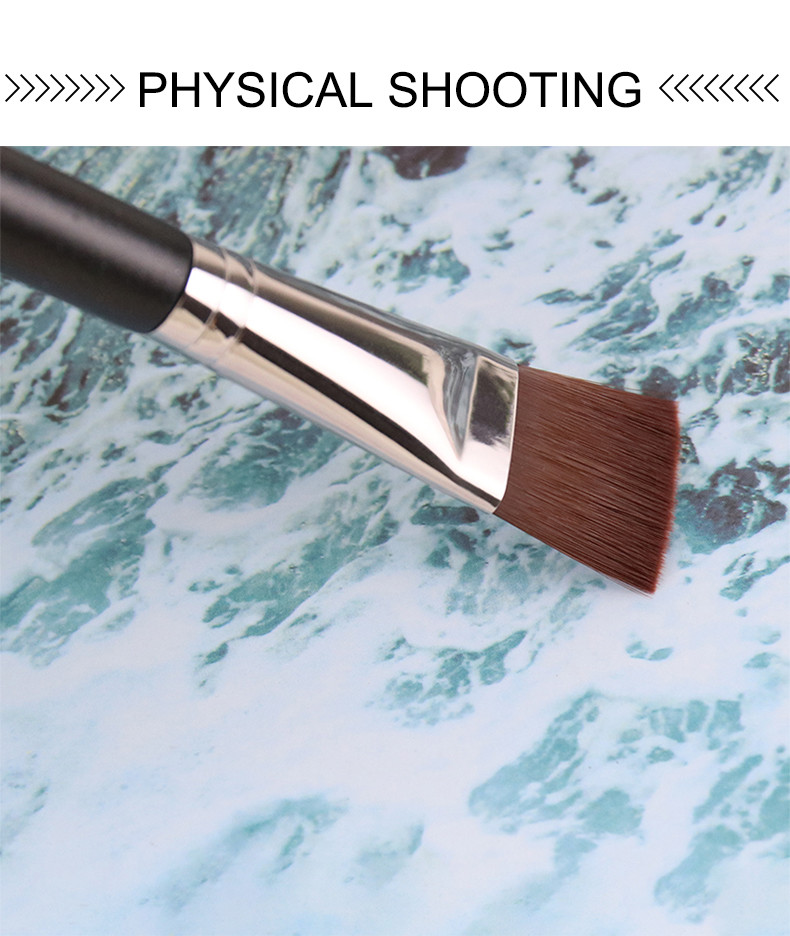 Flat Single Makeup Brush For Foundation And Mask Black Synthetic Hair