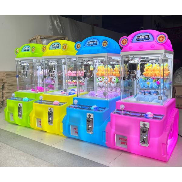 kids adult coin operated mini crane claw game machine toy kits for sale