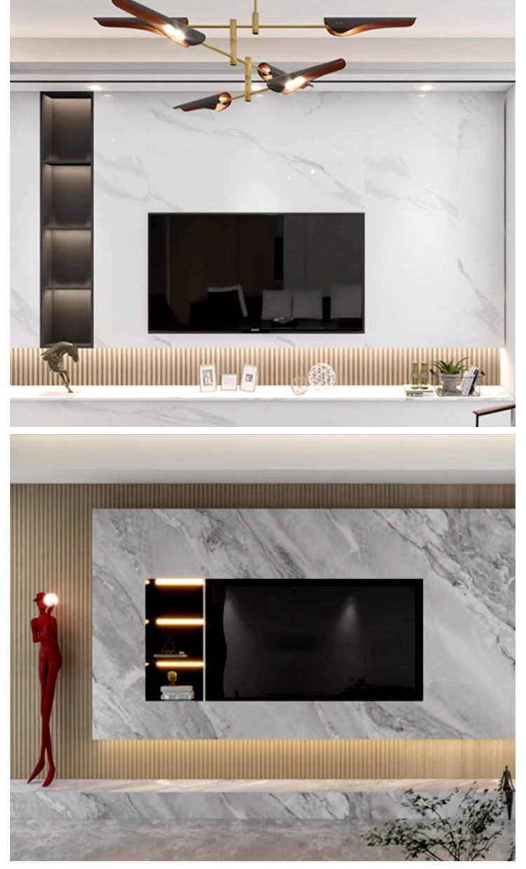 1220*2440mm Marble Wall Paneling Waterproof Marble Bamboo Charcoal Wood Veneer