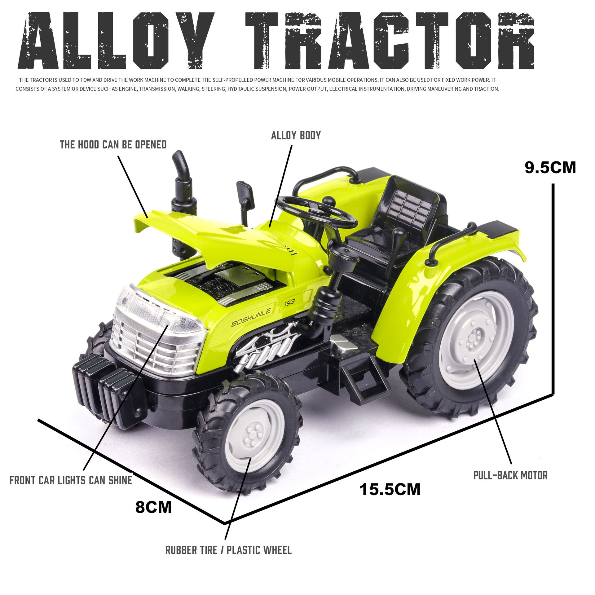 Simulation 1 32 Agricultural Tractor Children'S Toy Alloy Car With Sound and Light Generation