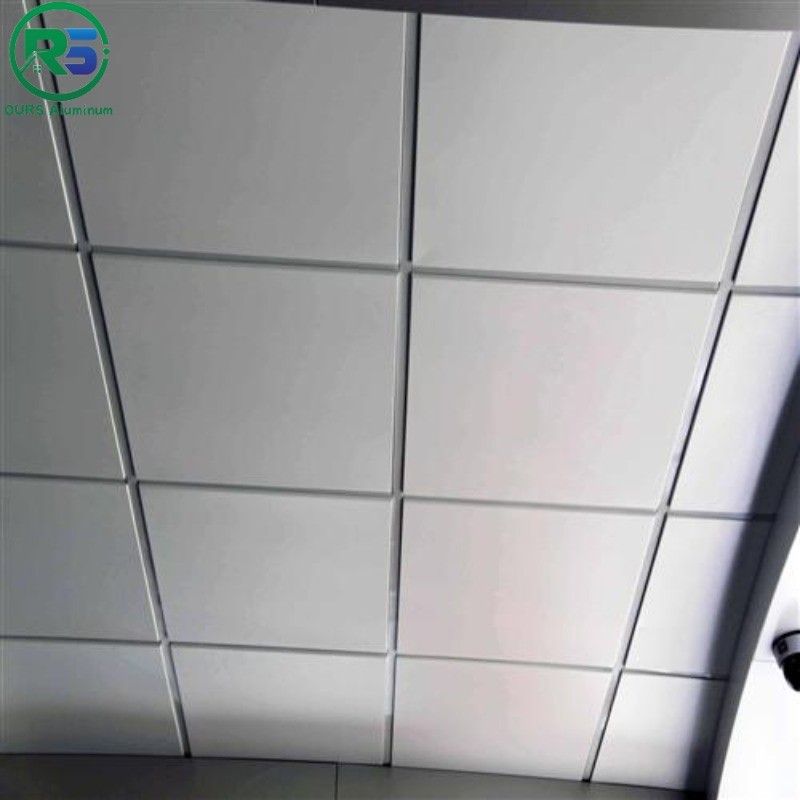 Perforated Lay In Metal Ceiling Tiles White Aluminum Suspended 600mmx600mm