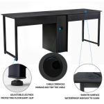 Black 300LBS Capacity 2 Person Computer Desk / Two Person Office Desk