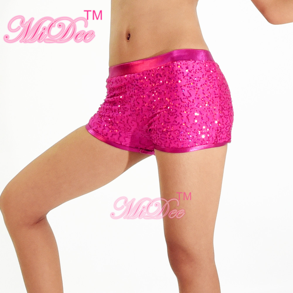 Metallic Edged Dance Wear Accessories Gym Sequin Dance Shorts For Sports Performance