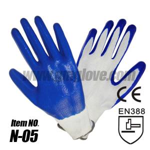 China Blue Nitrile Dipped Work Gloves wholesale