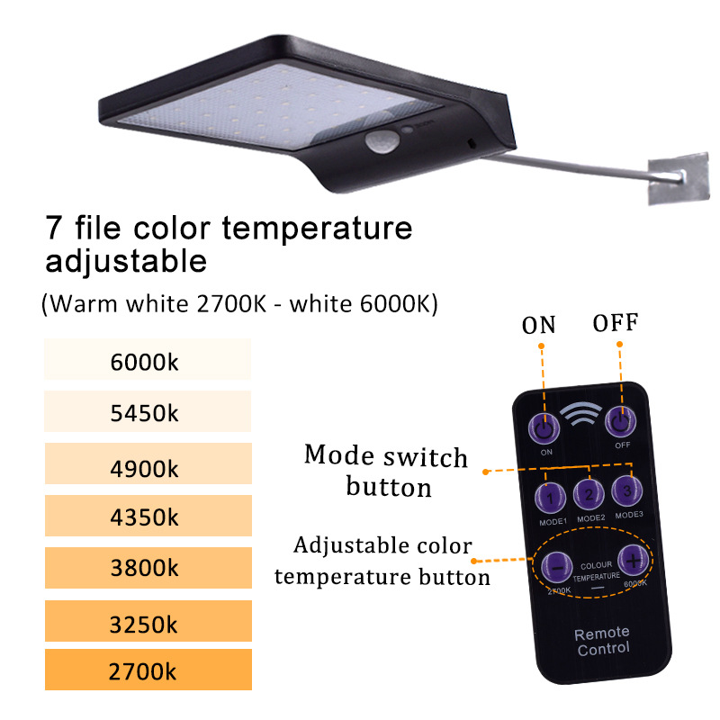 6500K 400Lms Solar Powered Motion Detector Lights Gutter Wall Mounting
