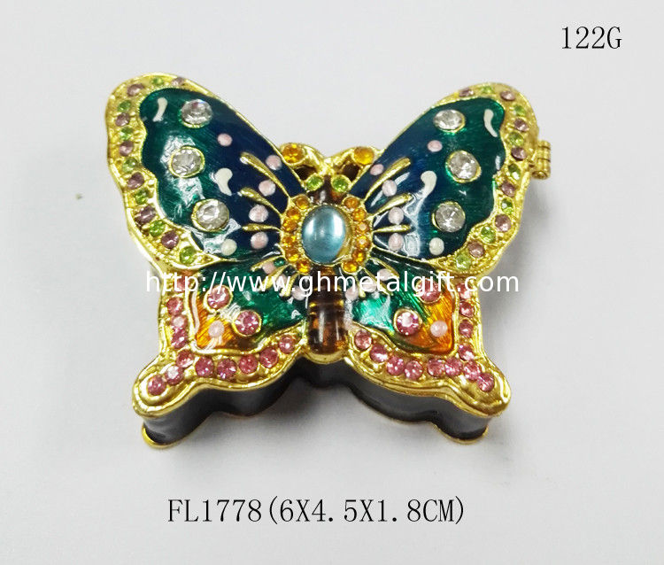 Design Cute Love Butterfly Round Metal Small Jewelry Boxes