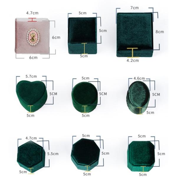 Jewelry Box Square Velvet Ring Box Retro Double Ring Box Flannel Earring Jewelry Box Jewelry Packaging Box