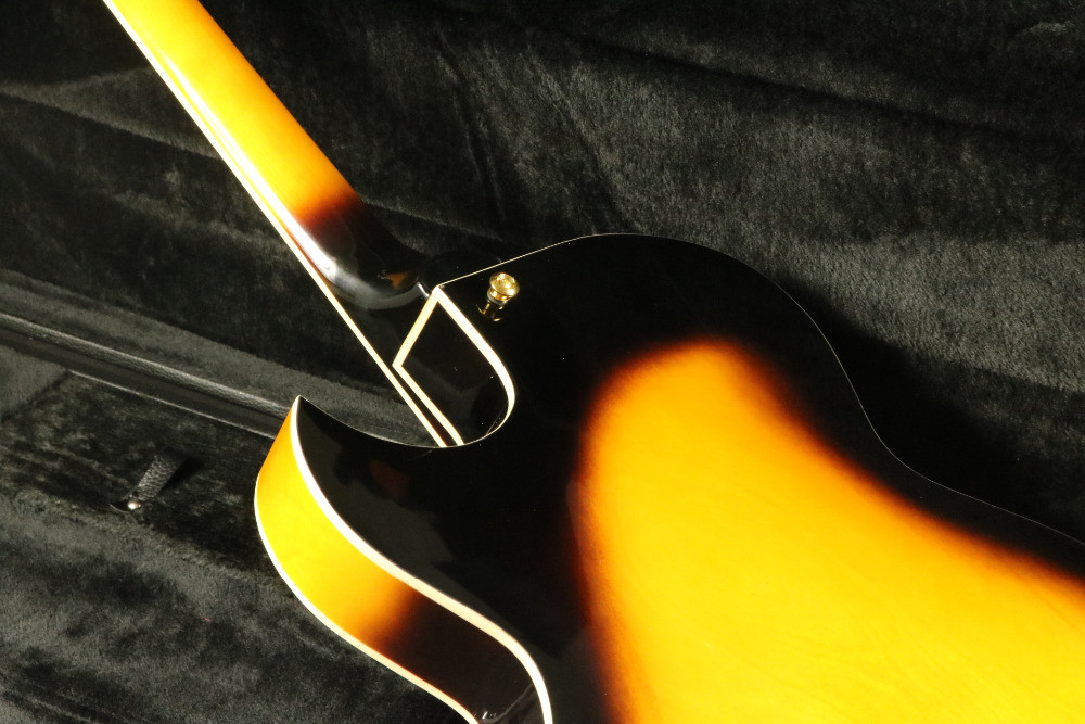 Quality blackburst thick hollow body block inlay single cutaway electric guitar
