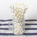 Gold foil pattern FDA Certificate Biodegradable Paper Straws Food-grade