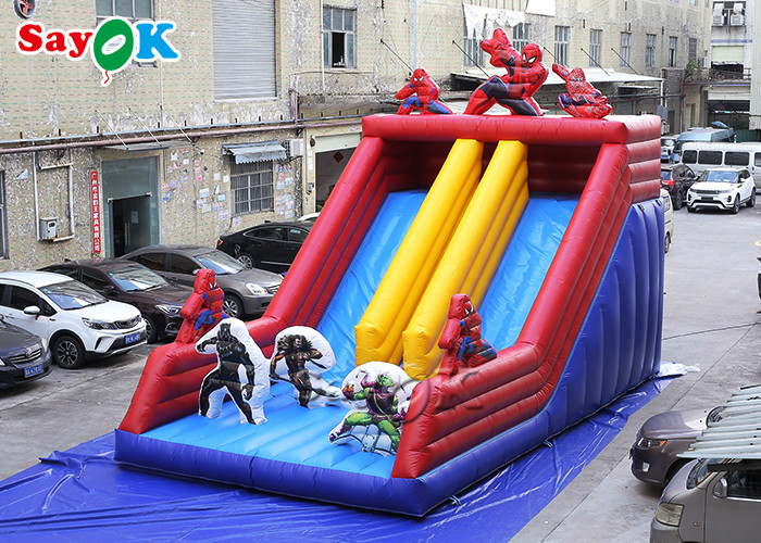 Spiderman Cartoon Dual Lane Inflatable Water Slides