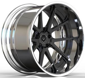 China Custom Forged 2-PC 6061-T6 Aluminum Alloy Rims Black Facce Polished Barrel 18 Inches wholesale