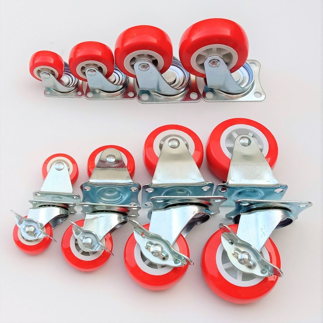 Light Duty 1inch to 3inch Furniture Plastic Red Swivel Caster Wheel