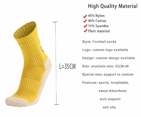 Custom Sports Breathable Non Slip Soccer Knitting Anti Slip Youth Grip Football Socks