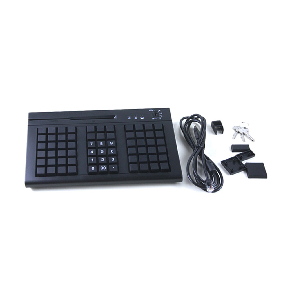 RJ45 Connector 60 Keys POS Programmable Keyboard With Magnetic Card Reader