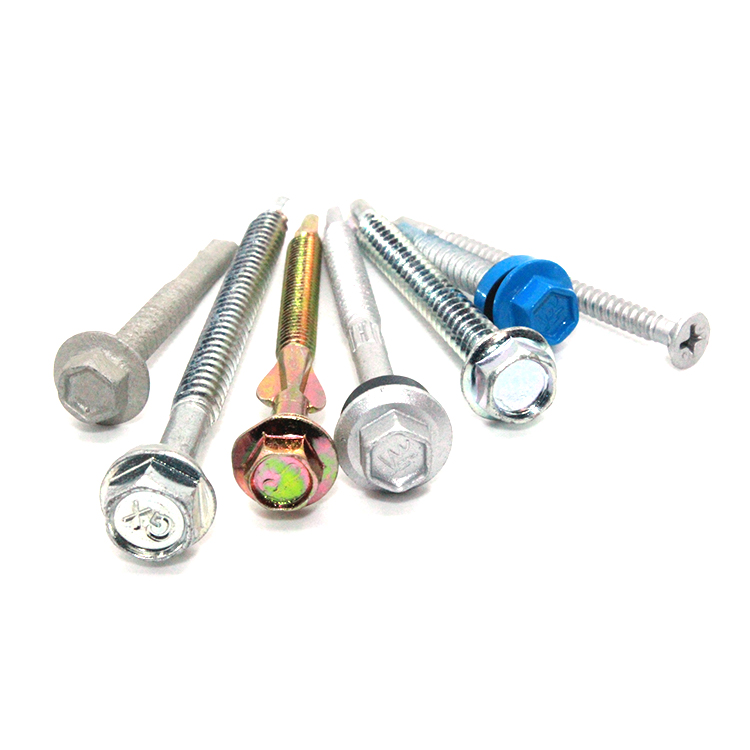 Zinc Finish Self Drilling Hex Washer Head Screws With Rubber Washers For Building Roofing