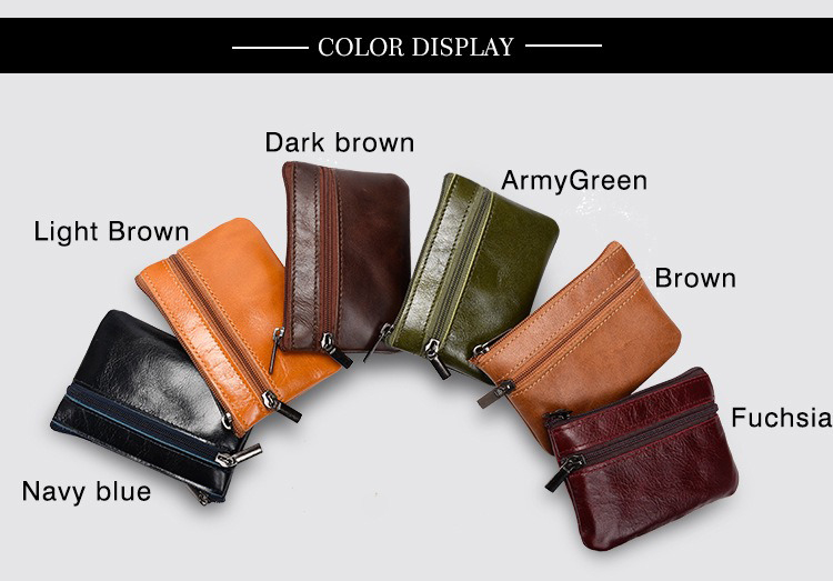 Genuine Leather Mini Multifunctional Coin Purse Retro Zipper Key Short Clutch Bag