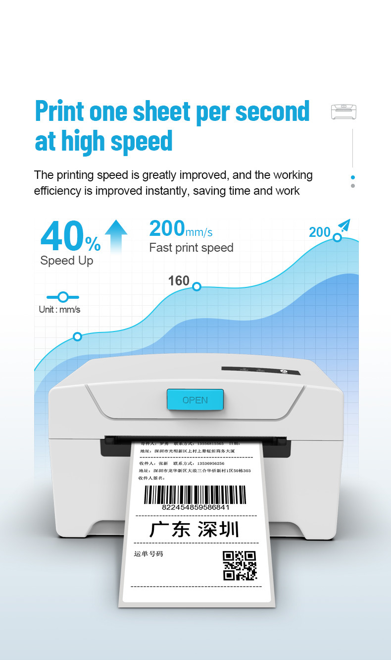 ZJIANG USB Bluetooth 3 Inch Label Printer For Barcode Printing