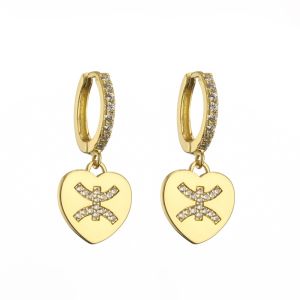 Custom Rhinestone Hoop Earrings Gold Plated Stud Pendant Earrings