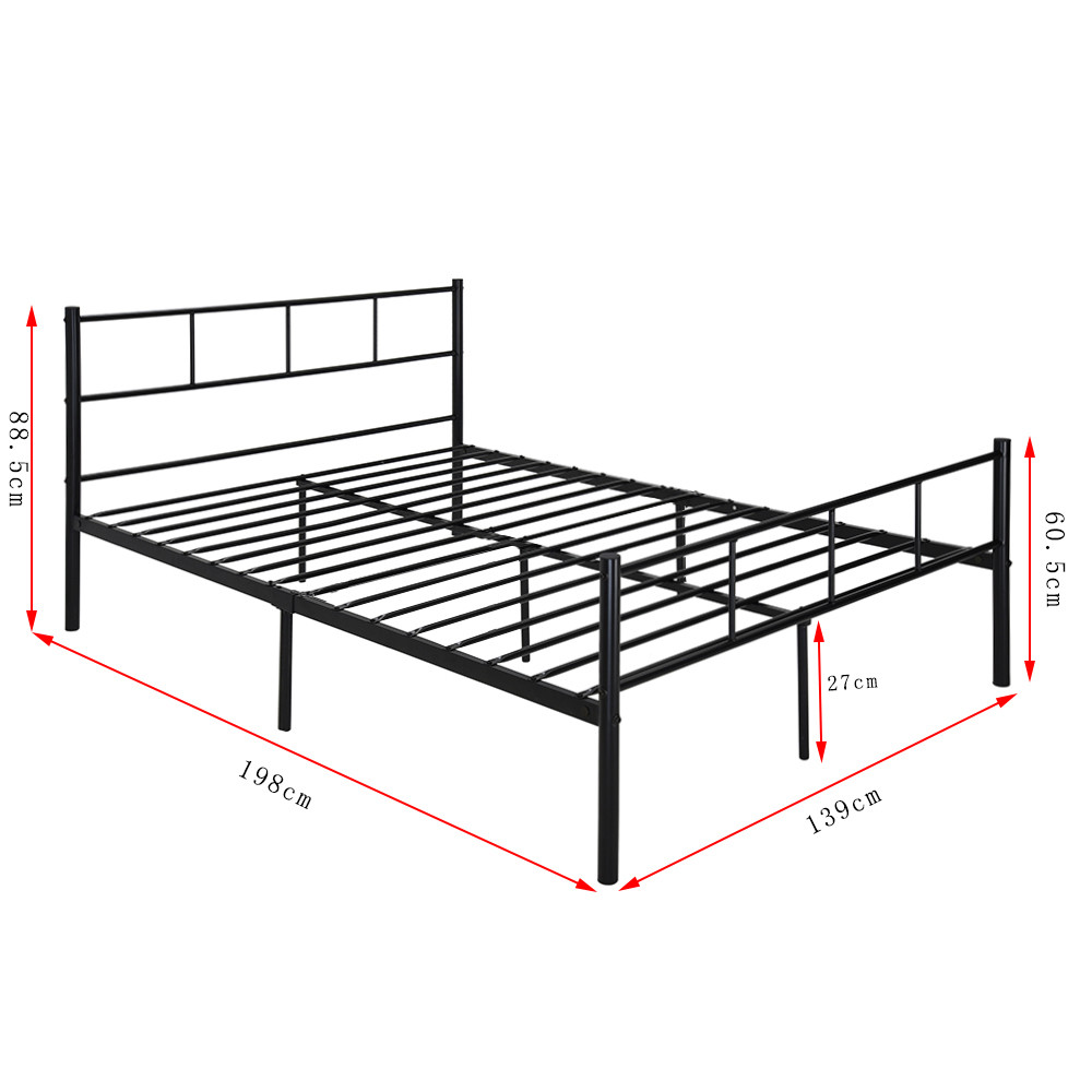 Elegant 1.2mm Metal Double Bed Smooth Finish Edges Powder Coating