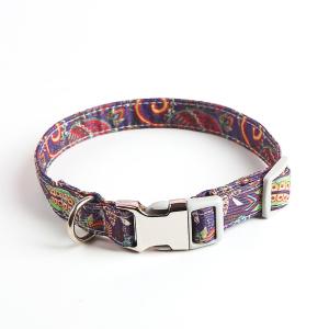 China Silver Nameplate Buckle Personalized Puppy Collars Print Pattern For Dogs wholesale