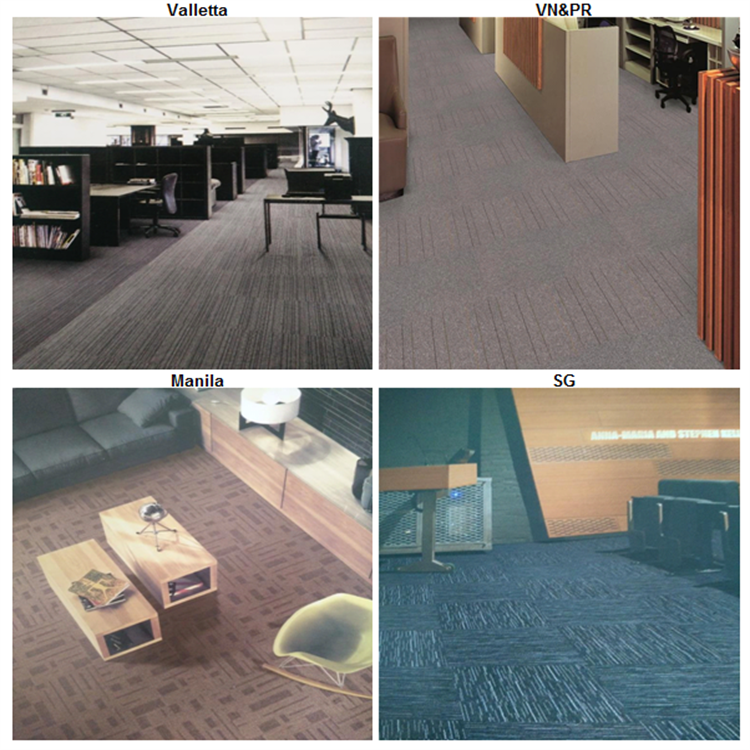 New two colors mixed up striped pattern PP 50*50cm office carpet tile