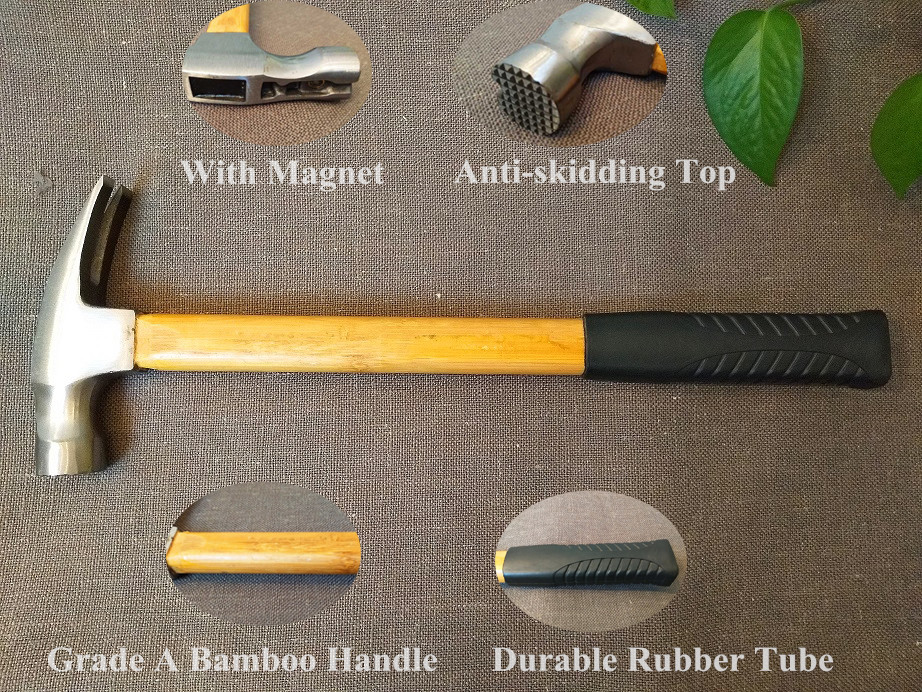 American Type Carbon Steel Bamboo wood Carpenter Hand Claw hammer in Hand Tools