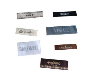 China Bespoke End Fold Woven Label T Shirt Labels Taffeta Woven Fabric Clothing Brand Tag wholesale